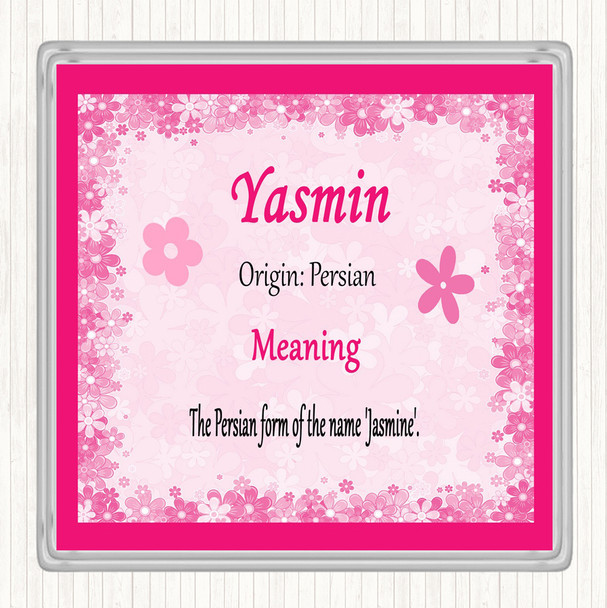 Yasmin Name Meaning Drinks Mat Coaster Pink