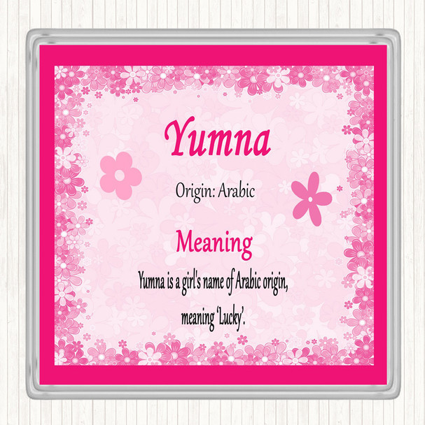 Yumna Name Meaning Drinks Mat Coaster Pink
