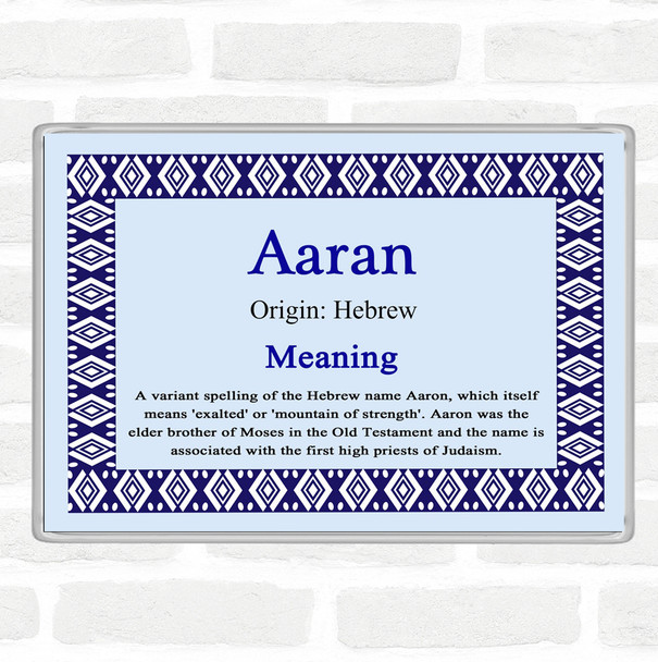 Aaran Name Meaning Jumbo Fridge Magnet Blue