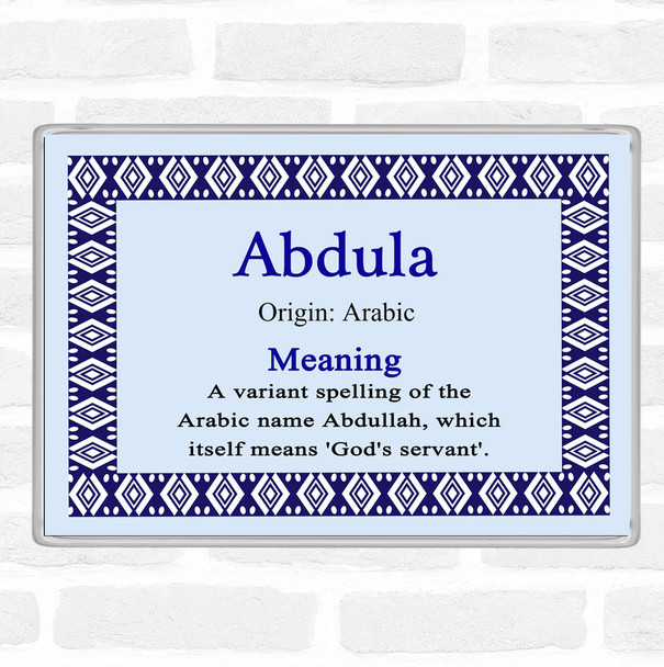 Abdula Name Meaning Jumbo Fridge Magnet Blue