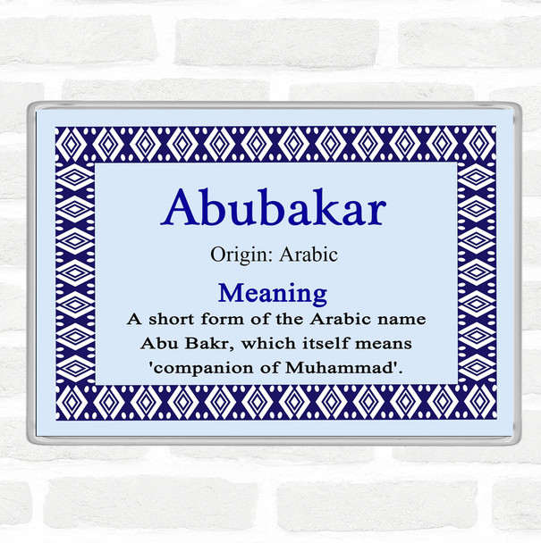 Abubakar Name Meaning Jumbo Fridge Magnet Blue