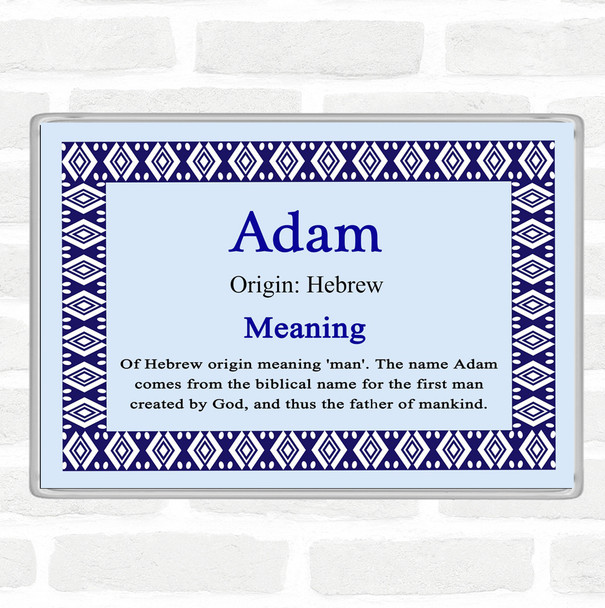 Adam Name Meaning Jumbo Fridge Magnet Blue