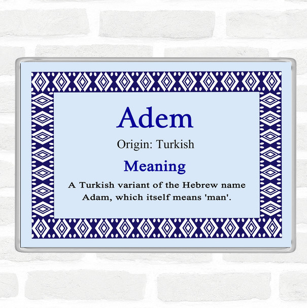 Adem Name Meaning Jumbo Fridge Magnet Blue