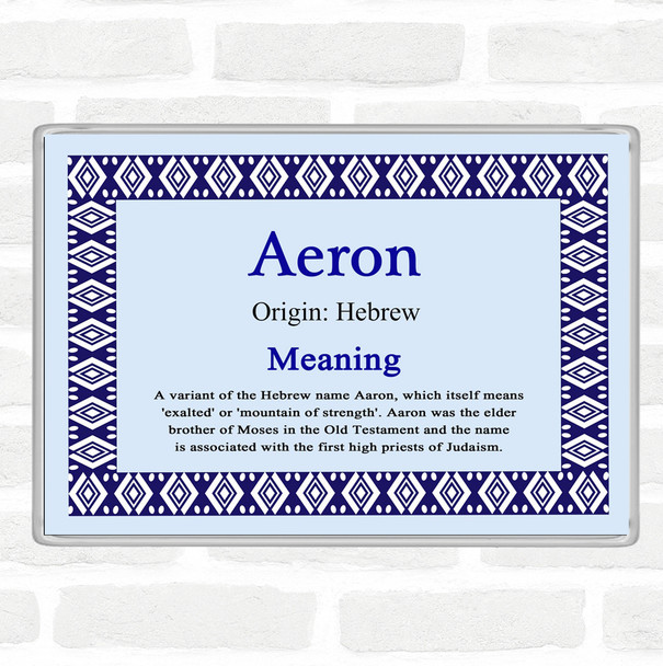 Aeron Name Meaning Jumbo Fridge Magnet Blue