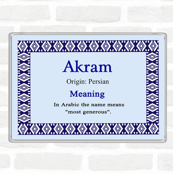 Akram Name Meaning Jumbo Fridge Magnet Blue