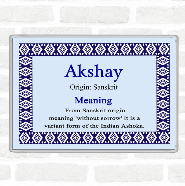 Akshay Name Meaning Jumbo Fridge Magnet Blue