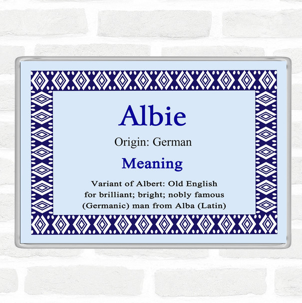 Albie. Name Meaning Jumbo Fridge Magnet Blue