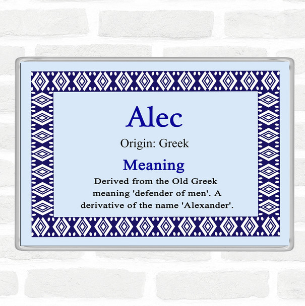 Alec Name Meaning Jumbo Fridge Magnet Blue