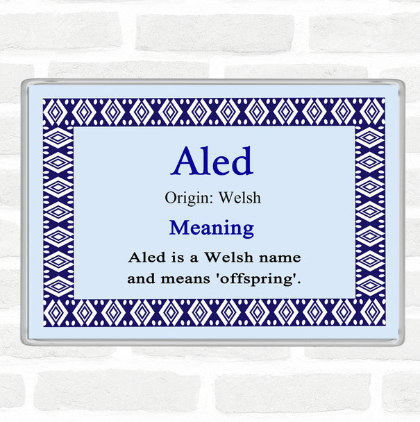 Aled Name Meaning Jumbo Fridge Magnet Blue