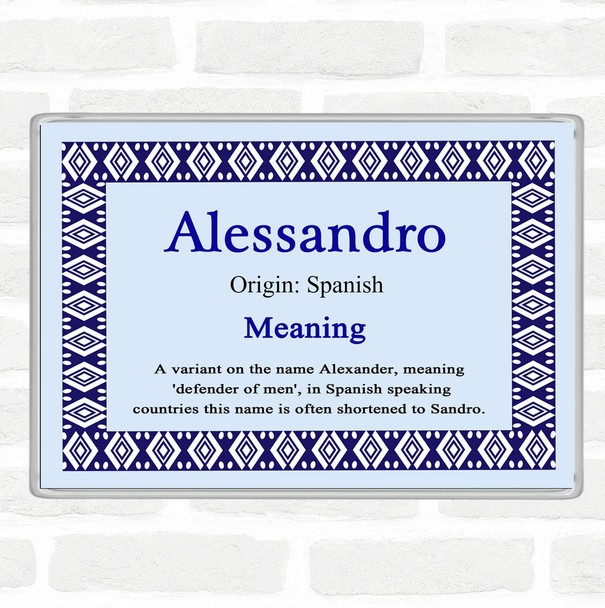 Alessandro Name Meaning Jumbo Fridge Magnet Blue