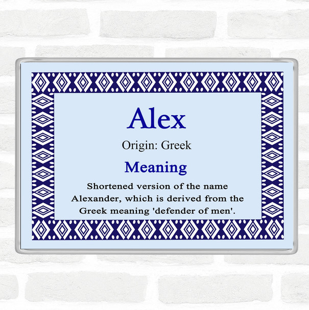 Alex Name Meaning Jumbo Fridge Magnet Blue