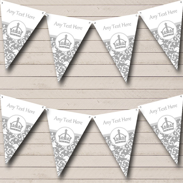 Silver Grey Princess Crown Personalised Hen Do Night Party Bunting
