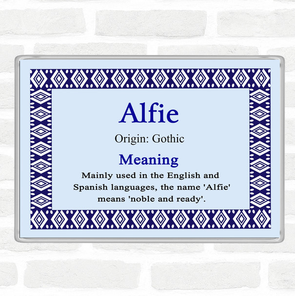 Alfie Name Meaning Jumbo Fridge Magnet Blue