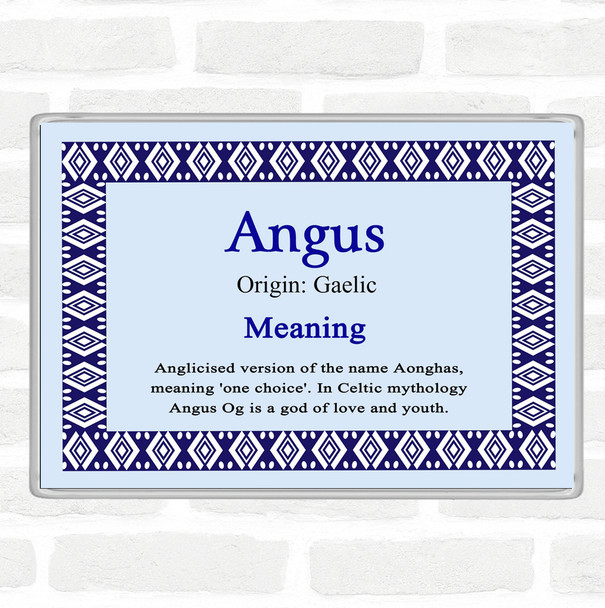 Angus Name Meaning Jumbo Fridge Magnet Blue