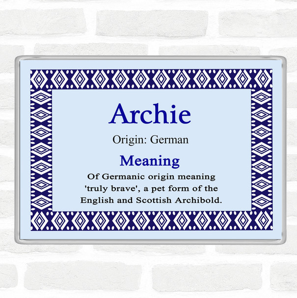 Archie Name Meaning Jumbo Fridge Magnet Blue