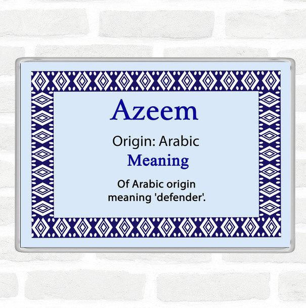 Azeem Name Meaning Jumbo Fridge Magnet Blue