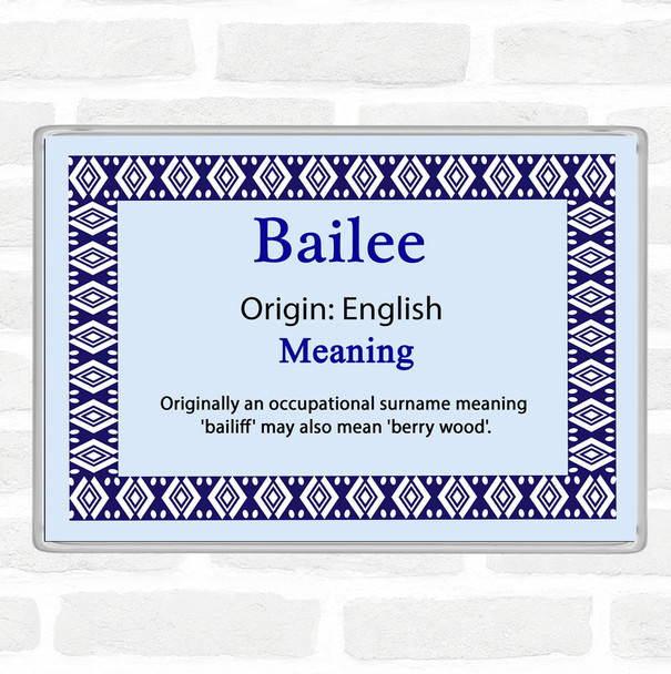 Bailee Name Meaning Jumbo Fridge Magnet Blue