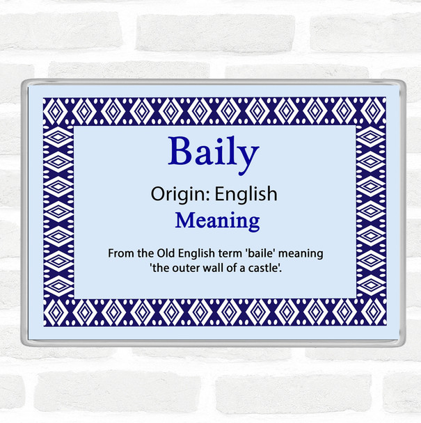 Baily Name Meaning Jumbo Fridge Magnet Blue