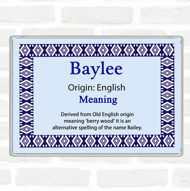 Baylee Name Meaning Jumbo Fridge Magnet Blue