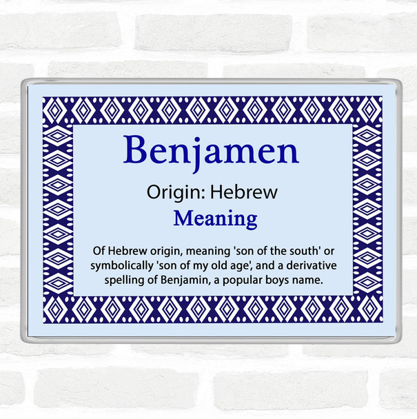 Benjamen Name Meaning Jumbo Fridge Magnet Blue