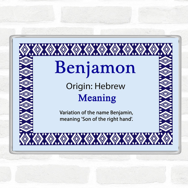 Benjamon Name Meaning Jumbo Fridge Magnet Blue