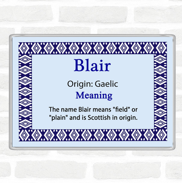 Blair Name Meaning Jumbo Fridge Magnet Blue