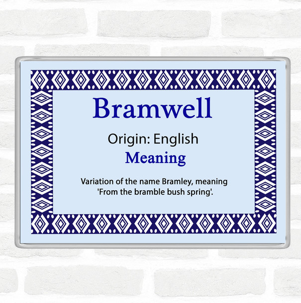 bramwell Name Meaning Jumbo Fridge Magnet Blue