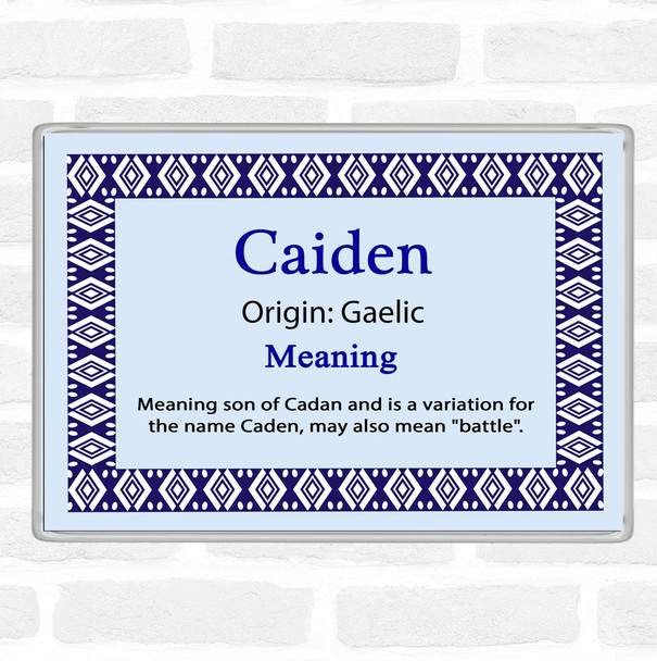 Caiden Name Meaning Jumbo Fridge Magnet Blue