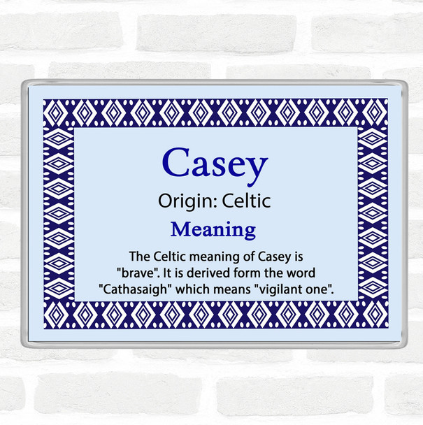 Casey Name Meaning Jumbo Fridge Magnet Blue
