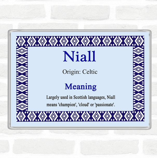 Niall Name Meaning Jumbo Fridge Magnet Blue