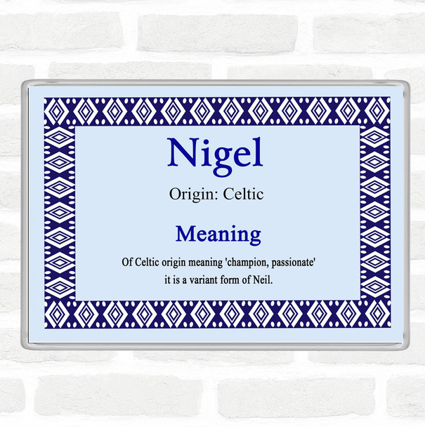 Nigel Name Meaning Jumbo Fridge Magnet Blue