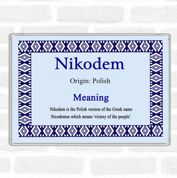 Nikodem Name Meaning Jumbo Fridge Magnet Blue