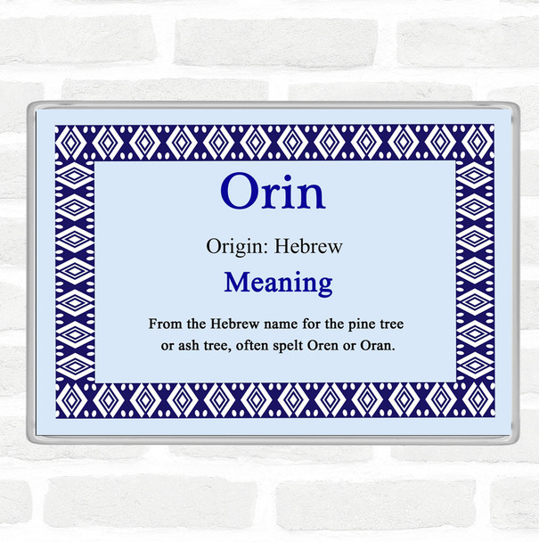 Orin Name Meaning Jumbo Fridge Magnet Blue