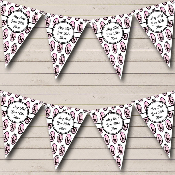 Pink Black & White Paris Poodle Personalised Hen Do Night Party Bunting