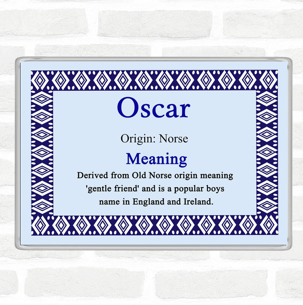 Oscar Name Meaning Jumbo Fridge Magnet Blue