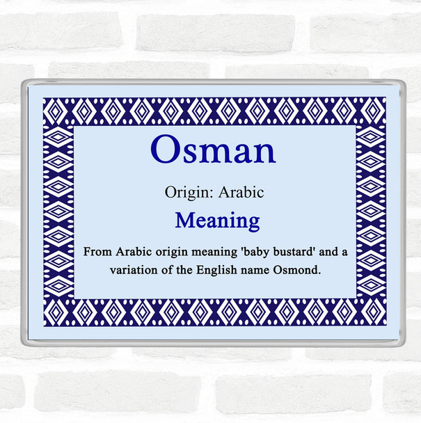 Osman Name Meaning Jumbo Fridge Magnet Blue