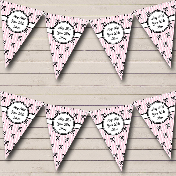 Pink Black & White Paris Chic Bows Personalised Hen Do Night Party Bunting