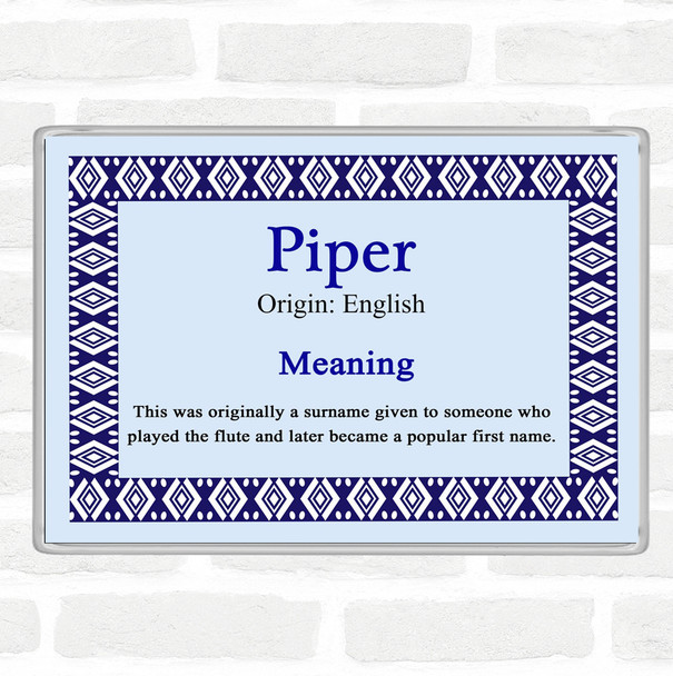 Piper Name Meaning Jumbo Fridge Magnet Blue