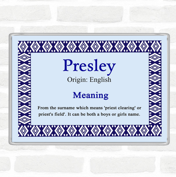 Presley Name Meaning Jumbo Fridge Magnet Blue