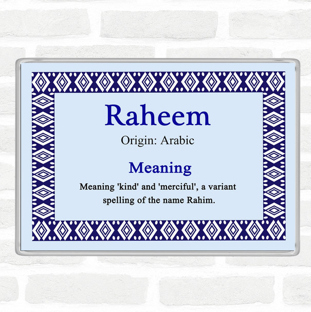 Raheem Name Meaning Jumbo Fridge Magnet Blue