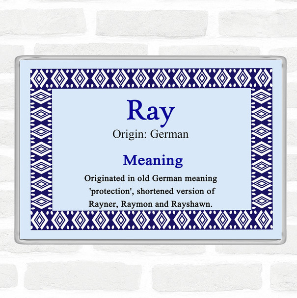 Ray Name Meaning Jumbo Fridge Magnet Blue