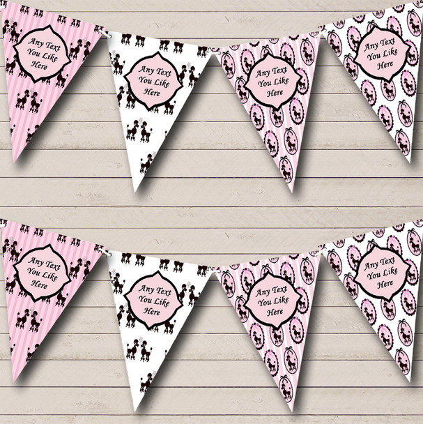 Paris Poodle Black Pink French Personalised Hen Do Night Party Bunting