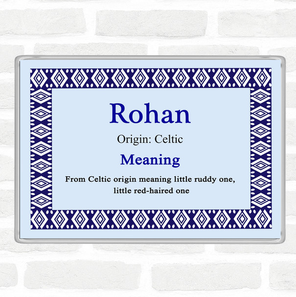 Rohan Name Meaning Jumbo Fridge Magnet Blue