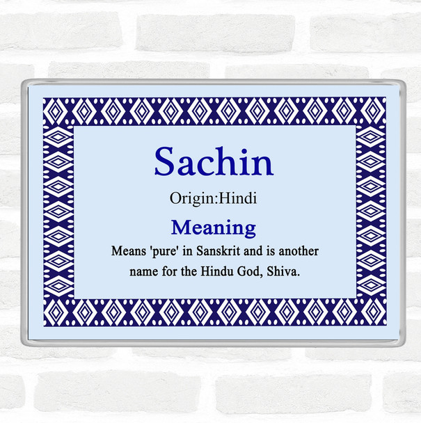 Sachin Name Meaning Jumbo Fridge Magnet Blue