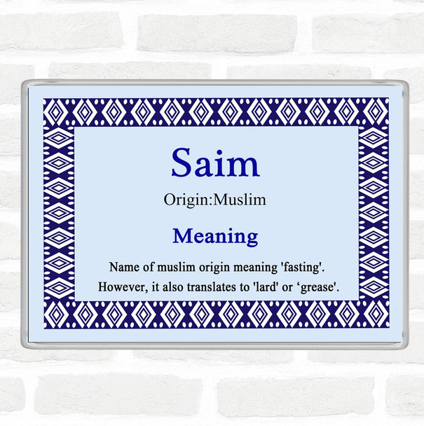 Saim Name Meaning Jumbo Fridge Magnet Blue