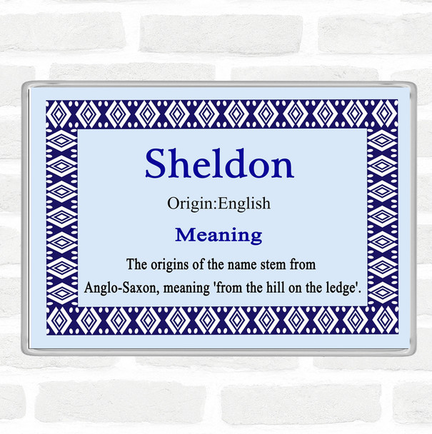 Sheldon Name Meaning Jumbo Fridge Magnet Blue