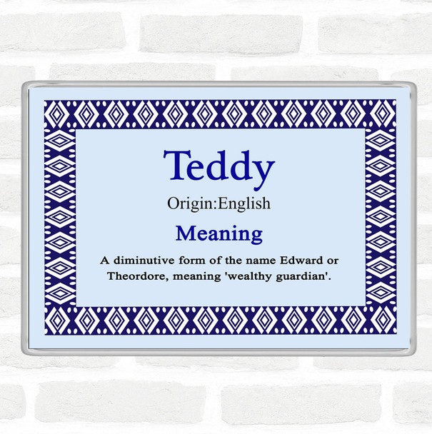 Teddy Name Meaning Jumbo Fridge Magnet Blue