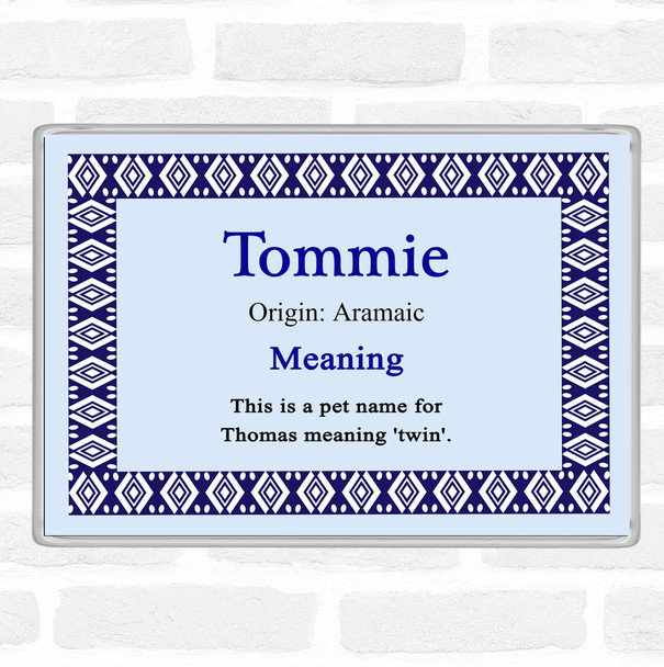 Tommie Name Meaning Jumbo Fridge Magnet Blue