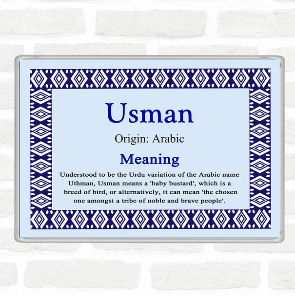 Usman Name Meaning Jumbo Fridge Magnet Blue