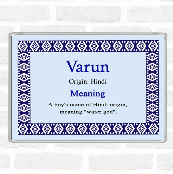 Varun Name Meaning Jumbo Fridge Magnet Blue